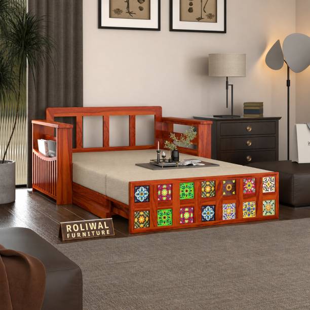 Roliwal Pure Sheesham 2 Seater Sofa Cum Bed 2 Seater Double Solid Wood Pull Out Sofa Cum Bed