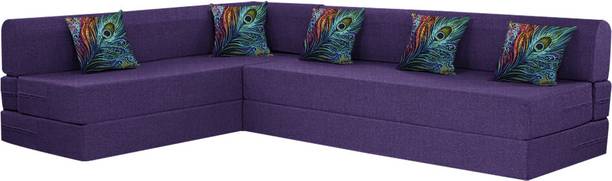 Flipkart Perfect Homes L Shape Three + Three 5 Seater Double Foam Fold Out Sofa Cum Bed