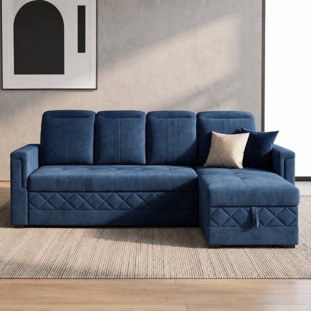 CASPIAN L-shaped-sofa-cum-bed 4 Seater Double Solid Wood Pull Out Sofa Cum Bed