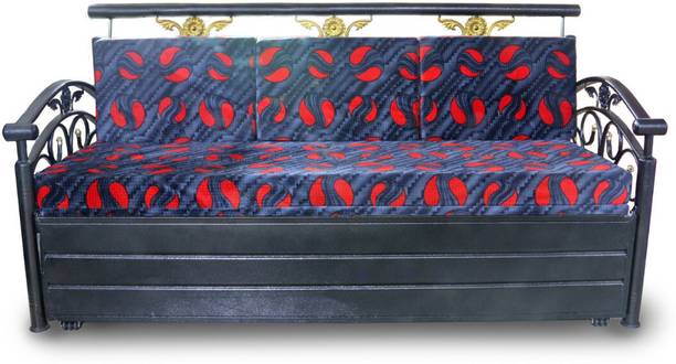 Vibrant Interior Sofia Mirchi (6x5) 3 Seater Double Metal Pull Out Sofa Cum Bed