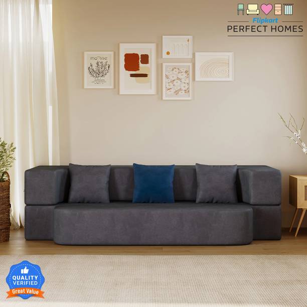 Flipkart Perfect Homes ClassicMultifunctional Convertible Sofa Bed Design 3 Cushions (4*6) 3 Seater Double Foam Pull Out Sofa Cum Bed