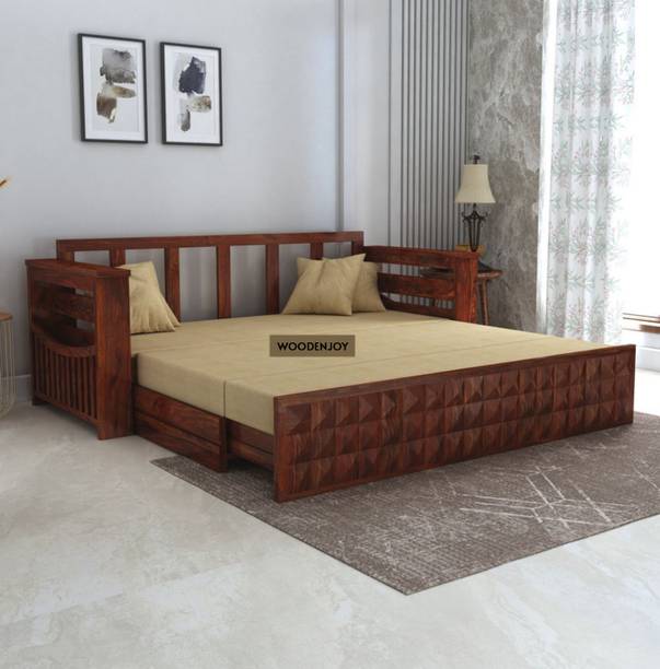 WOODENJOY Sheesham Wood Sofa Cum Bed For Living Room/Home 3 Seater Double Solid Wood Pull Out Sofa Cum Bed