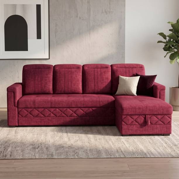 CASPIAN L-shaped-sofa-cum-bed 4 Seater Double Solid Wood Pull Out Sofa Cum Bed