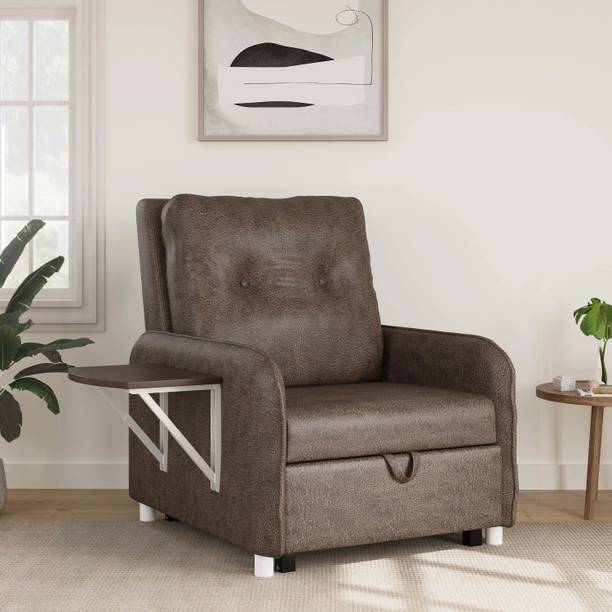 RECLINEX INDIA 1 Seater Single Solid Wood Pull Out Sofa Cum Bed