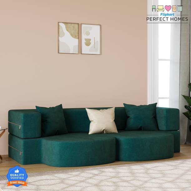 Flipkart Perfect Homes Royale Modern Convertible Sleeper with Space-Saving 3 Cushions (4*6) 3 Seater Double Foam Pull Out Sofa Cum Bed