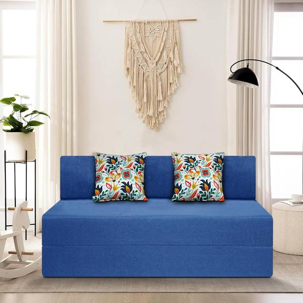 Little Smile 4X6 size for 2 Person- Moshi Fabric Washable Cover 2 Seater Double Foam Fold Out Sofa Cum Bed