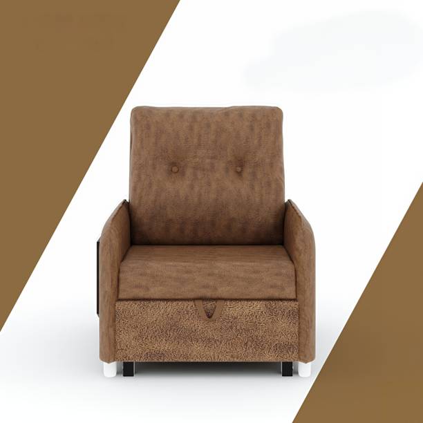 RECLINEX INDIA 1 Seater Single Solid Wood Pull Out Sofa Cum Bed