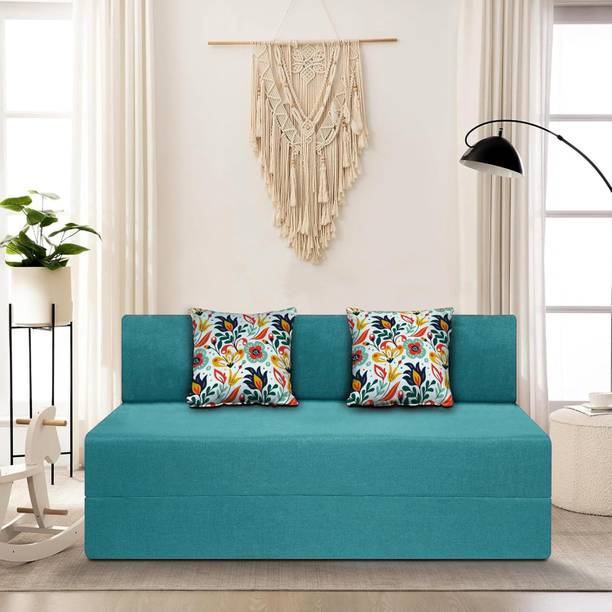 Little Smile 4X6 size for 2 Person- Moshi Fabric Washable Cover 2 Seater Double Foam Fold Out Sofa Cum Bed