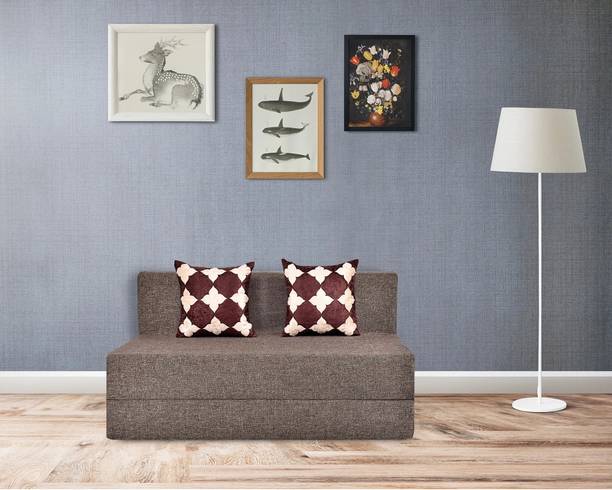 Friends Fit Life 4X6 Comfort for All Sofa Cum Bed for 2 Person with 2 Multi Plus Cushions 2 Seater Double Foam Fold Out Sofa Cum Bed