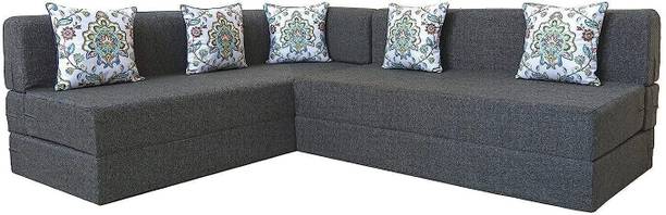 TIRTHANKARA L-Shaped 5 Seater Double Foam Fold Out Sofa Cum Bed