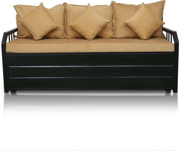 Vibrant Interior Orchid Camel (6x6) 3 Seater Double Metal Pull Out Sofa Cum Bed