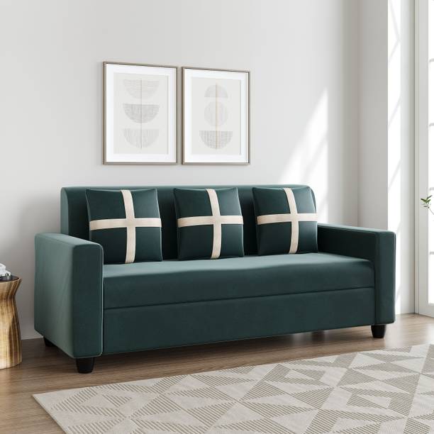 Cherry Wood Fabric 3 Seater  Sofa