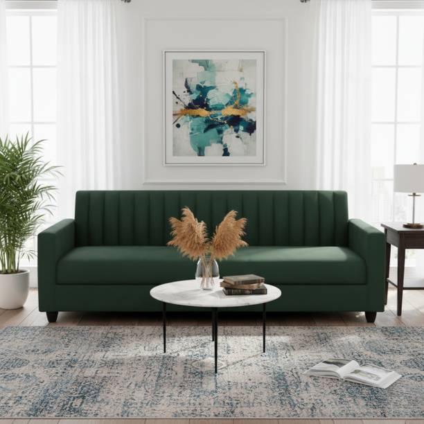 WAKESURE Premium Quality Velvet Fabric 3 Seater  Sofa