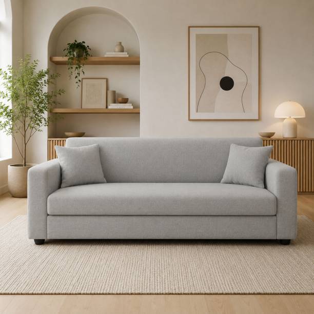 WAKESURE Premium Quality Jute Fabric 3 Seater  Sofa