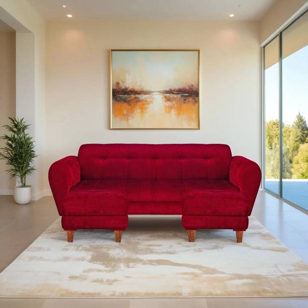 Seventh Heaven Milan 5 Seater Sofa with 2 Ottoman, Chenille Molfino Fabric: 1 year Warranty Fabric 5 Seater  Sofa