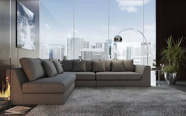 Homax 3-Piece L-Shape Modular Sofa Set – 6-Seater Luxury Sectional in Premium Fabric 6 Seater  Sofa