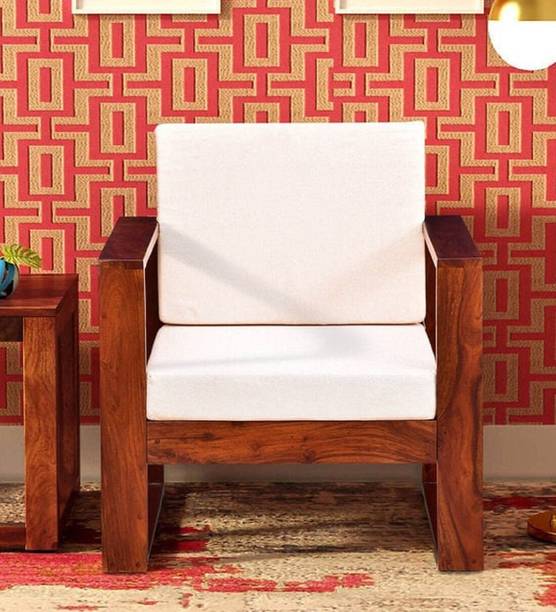 Cherry Wood Sheesham Solid Wood Fabric 1 Seater  Sofa