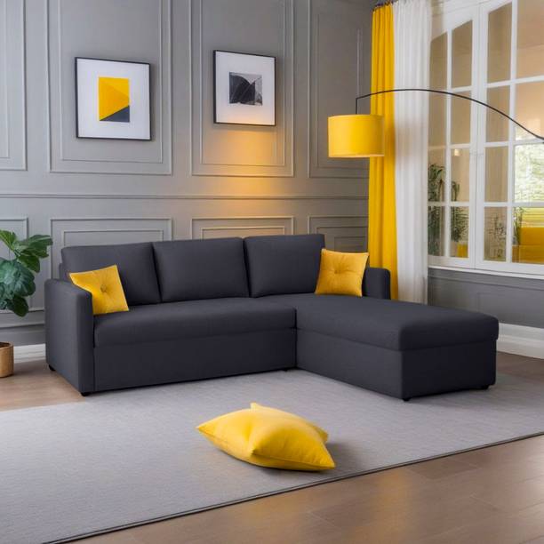 Trevi Bliss E2O RHS 5 Seater Sectional Sofa In Titanium Grey Color Fabric 5 Seater  Sofa