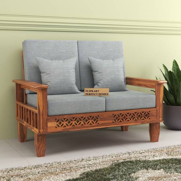 Flipkart Perfect Homes CNC Cutting Designed Sheesham Wood Two Seater Sofa With Side Pocket Storage || Fabric 2 Seater  Sofa