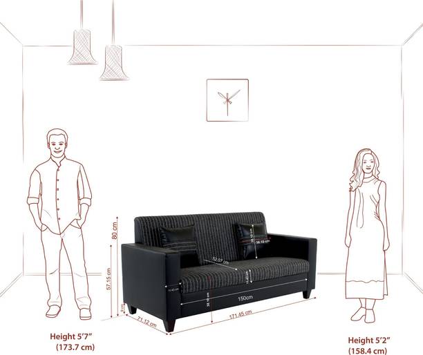 Flipkart Perfect Homes Latch 3 Seater Sofa set for Living Room Fabric Fabric 3 Seater  Sofa