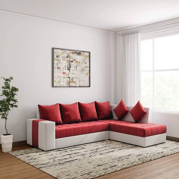 Torque Steffan L Shape 6 Seater Fabric Corner Sofa For Living Room(Right Side, Red) Fabric 6 Seater  Sofa