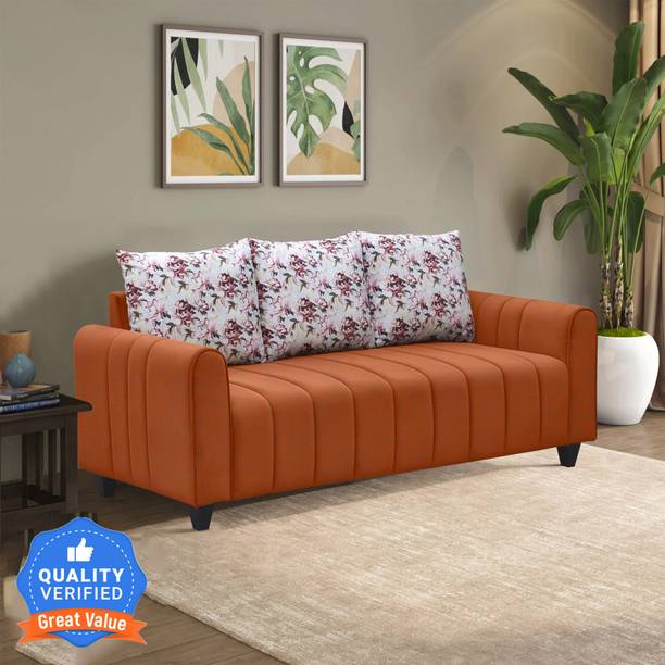 CARLTON LONDON Avalon Three Seater Cushion Back Sofa With 3 Years Warranty Fabric 3 Seater  Sofa