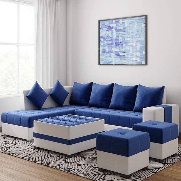 TrueValue Premium Quality L Shape LHS Molfino Fabric 8 Seater  Sofa