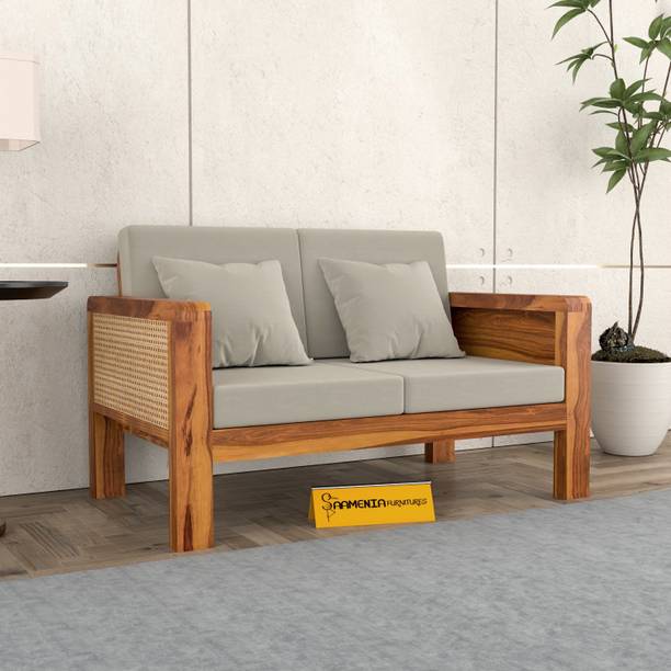 saamenia furnitures Solid Wood Cane 2 Seater Sofa – Classic Design, Comfortable Living Room Seating Fabric 2 Seater  Sofa