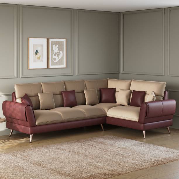 ARRA Ira Leatherette 6 Setaer Seater L-Shaped Corner Sofa Leatherette 6 Seater  Sofa
