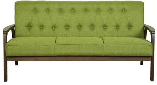spacepanda Mist 3 Seater Sofa in Solid Wooden Frame for Home, Living Room, Office Fabric 3 Seater  Sofa