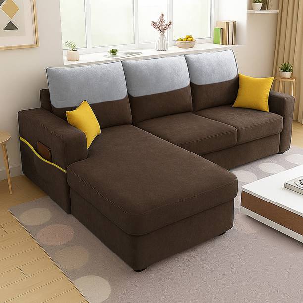 FURNY Tokyo 4 Seater Fabric LHS L Shape Sofa Set for Living Room Fabric 4 Seater  Sofa