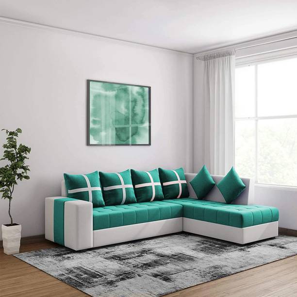 Kendalwood Furniture L Shape Sofa | Sofa for Living Room | Sofa for Home & Office Fabric 6 Seater  Sofa