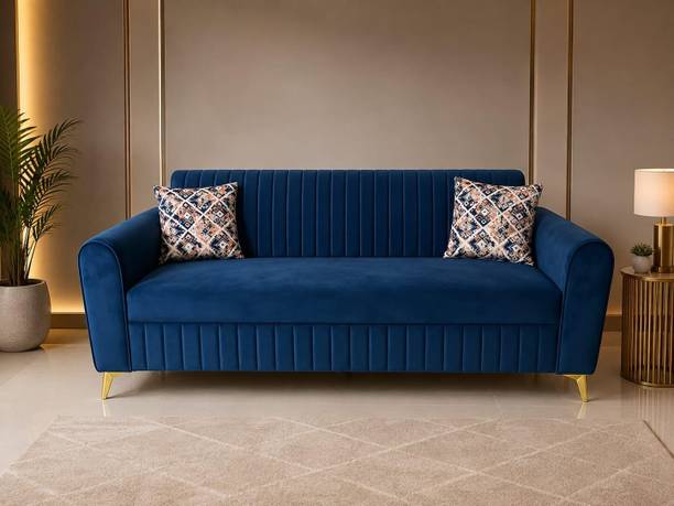 Pleasant Sleep Elara Premium 3 Seater Velvet Sofa for Living Room Fabric 3 Seater  Sofa