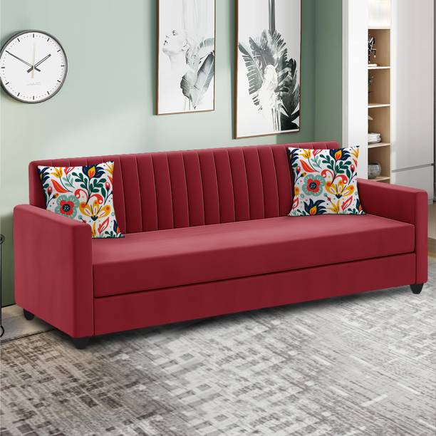 Dr Smith Wooden Three Seater Sofa For Home & Office Fabric 3 Seater  Sofa