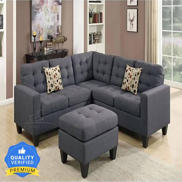 Homeify Olivia Fabric 5- to 6-Seater Sofa L Shape Sofa Set with Center Table Fabric 5 Seater  Sofa