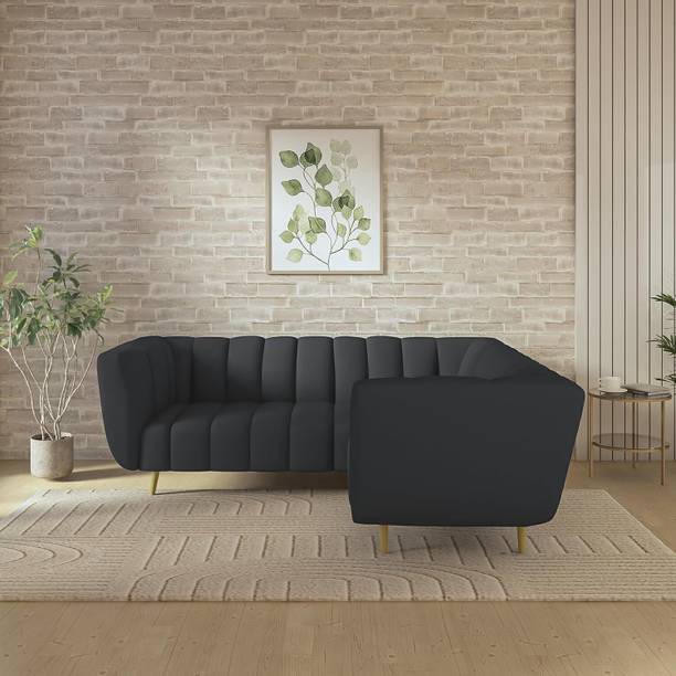 Wakeup India Mushy Pocket Spring Cushion Sofa 5 Seater Fabric Sectional LHS L Shape Sofa Set Fabric 5 Seater  Sofa
