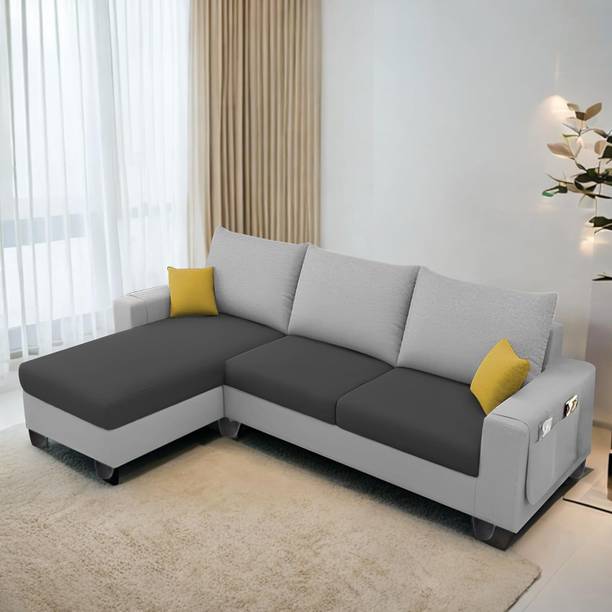 TrueValue Icoinc LHS L Shape Sofa Premium Quality Velvet Fabric 4 Seater  Sofa