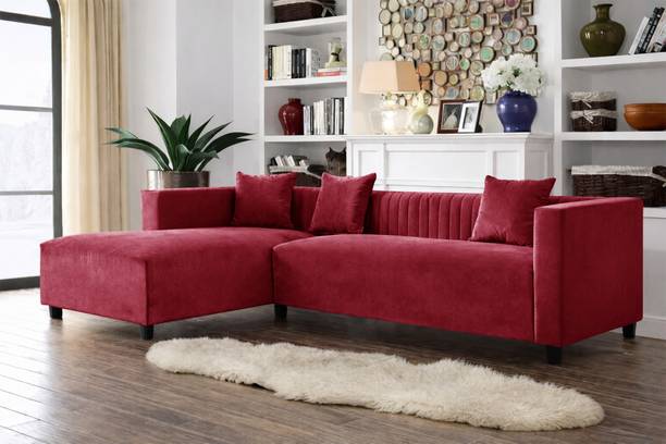 Dr Smith L Shape Chesterfield Fabric Velvet Corner Sofa Set Fabric 4 Seater Sofa