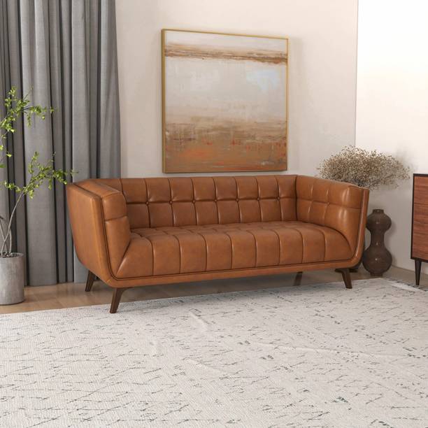 Torque Louis 2 Seater Fabric Sofa For Living Room| Bedroom| Office - Brown Fabric 2 Seater  Sofa