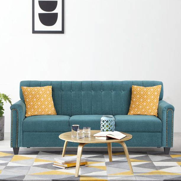 ARRA Elora Three Seater Sofa Teal Green Fabric 3 Seater  Sofa