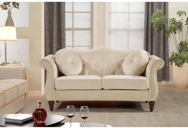 India wood mart Modern Fabric Hand Tufted 2 Seater Sofa for Home & Living Room Fabric 2 Seater Sofa