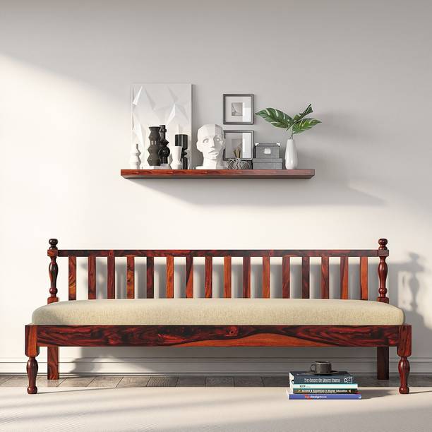 Wopno Furniture Pure Sheesham Wooden 3 Seater Sofa for Living Room Bedroom Guest Room Hall Fabric 3 Seater  Sofa