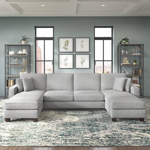 Torque Moscow 6 Seater U Shape Double Chaise Lounge Sofa For Living Room - Grey Fabric 6 Seater Sofa