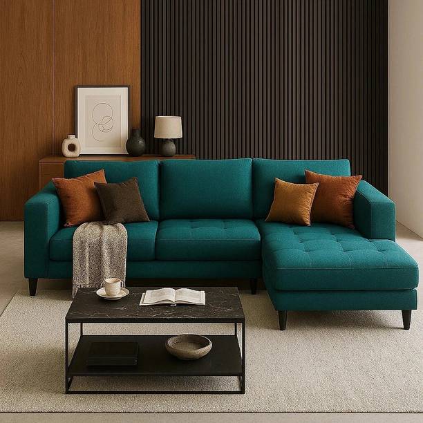 WOODTHEORY Fabric 4 Seater  Sofa