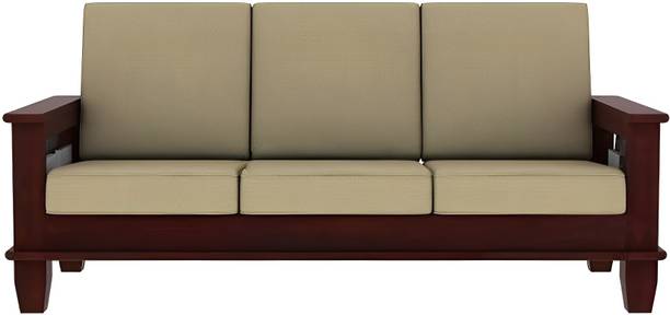 TAKELWOOD BRAVO Sheesham Wood Three Seater Sofa With Pocket Storage For Living Room/Office Fabric 3 Seater  Sofa