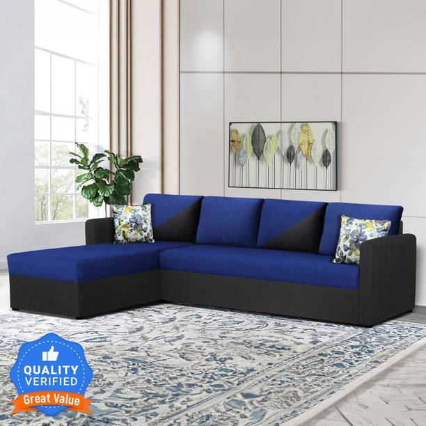 Trevi Bliss E2O LHS 6 Seater Sectional Sofa In Mystic Black & Cool Cobalt Fabric 6 Seater  Sofa