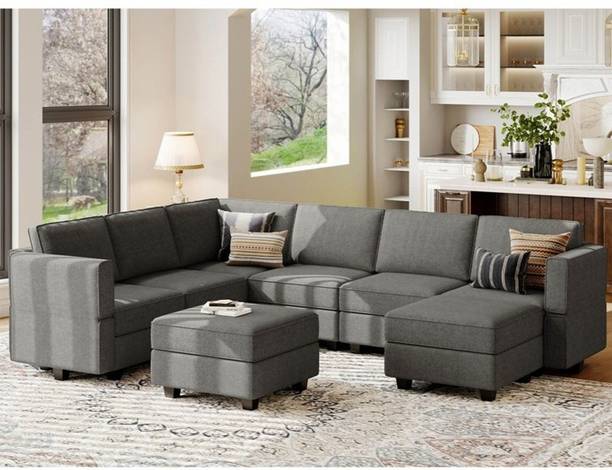 Apostate Astoria 7 Seater L shaped Sectional Sofa For Living Room Fabric 7 Seater  Sofa
