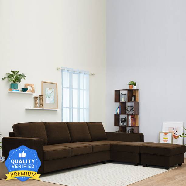 Wakefit Napper Right Aligned Chaise with Ottoman Fabric 6 Seater  Sofa