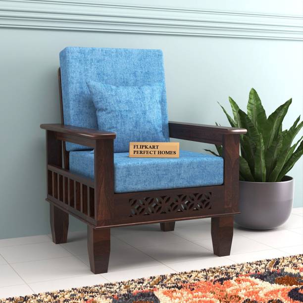 Flipkart Perfect Homes CNC Cutting Designed Sheesham Wood One Seater Sofa With Side Pocket Storage || Fabric 1 Seater  Sofa