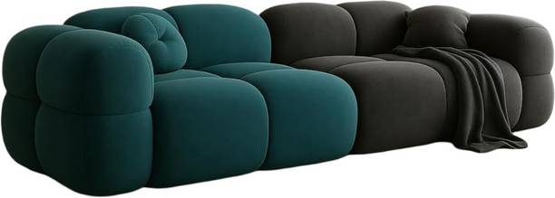 bloo mart Modern 3 Seater Sofa Set for Living Room - Pine & Black Fabric 3 Seater Sofa